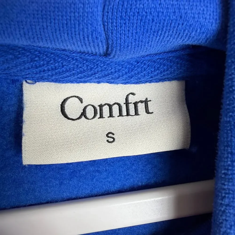 Comfrt Minimalist Hoodie Jogger Set Unisex Sz S Cobalt Blue Oversized Tracksuit